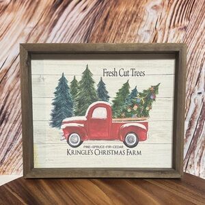 Rustic Christmas Farmhouse Sign with Red Truck